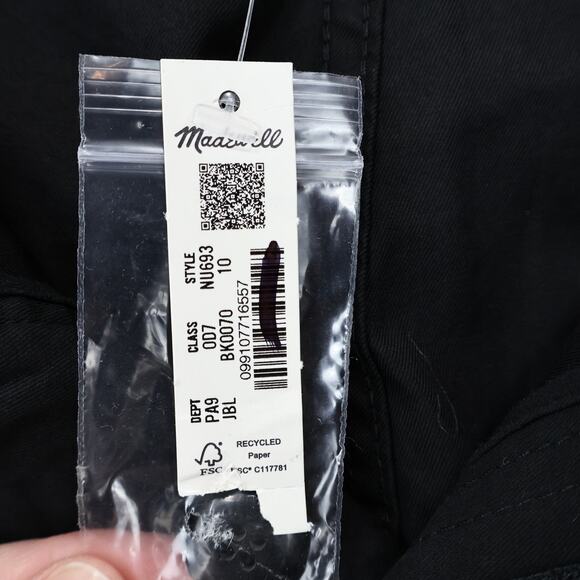 Madewell Barrel Leg Utility Pant Garment Dyed Twill Black Size 10 NWT - Picture 5 of 8